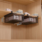 Under-Shelf Pull-Out Metal Mesh Closet Basket Organiser with Clamp Rail