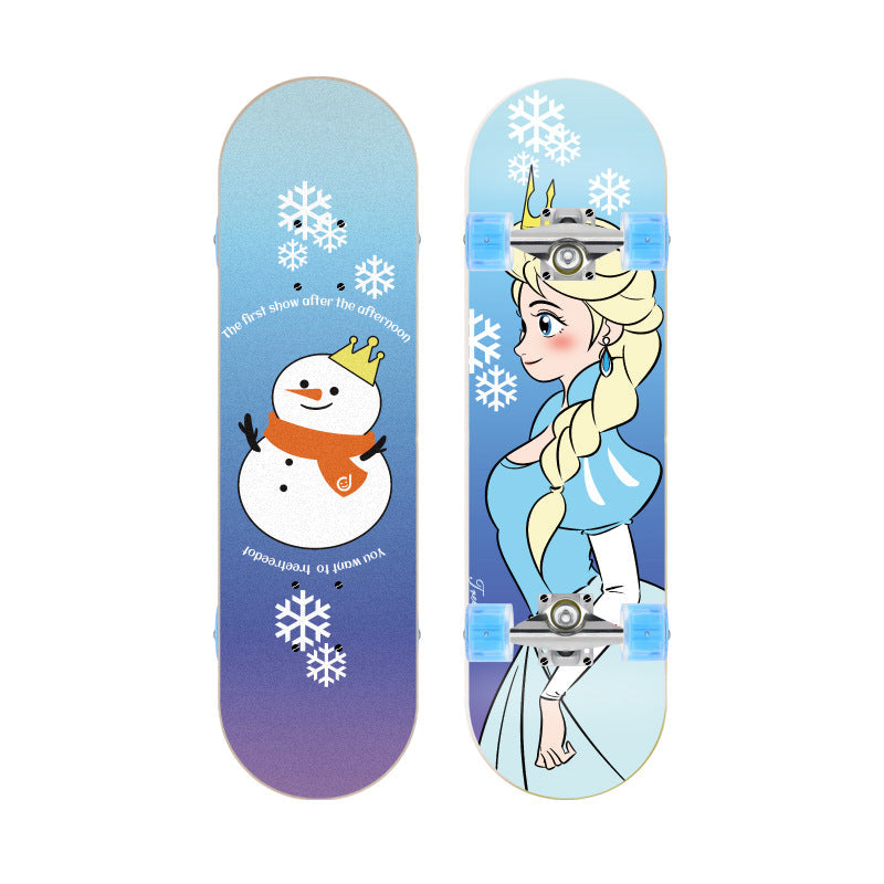 Unicorn-themed beginner skateboard