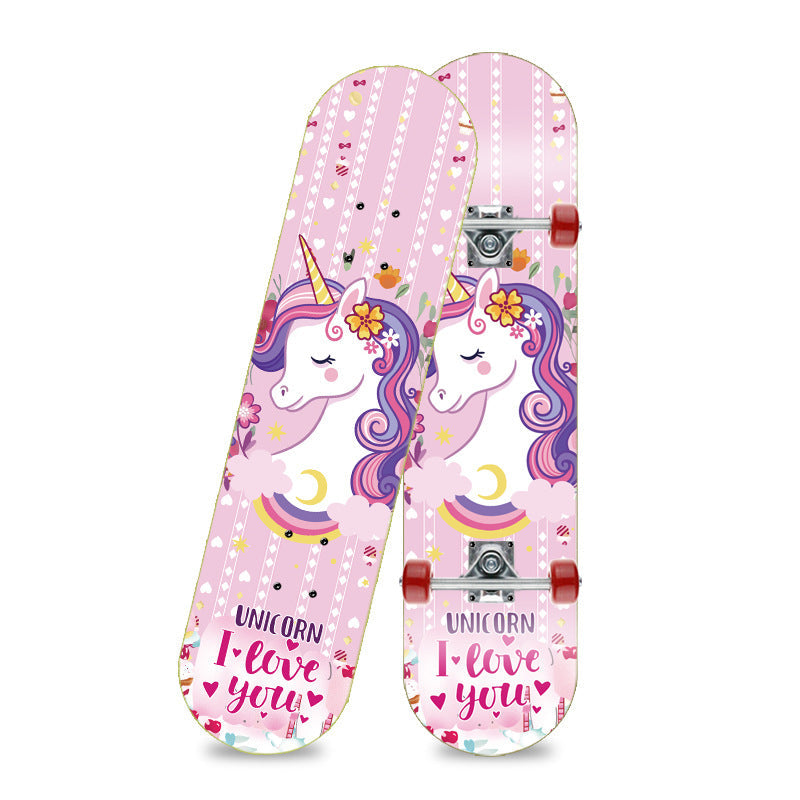 Unicorn-themed skateboard