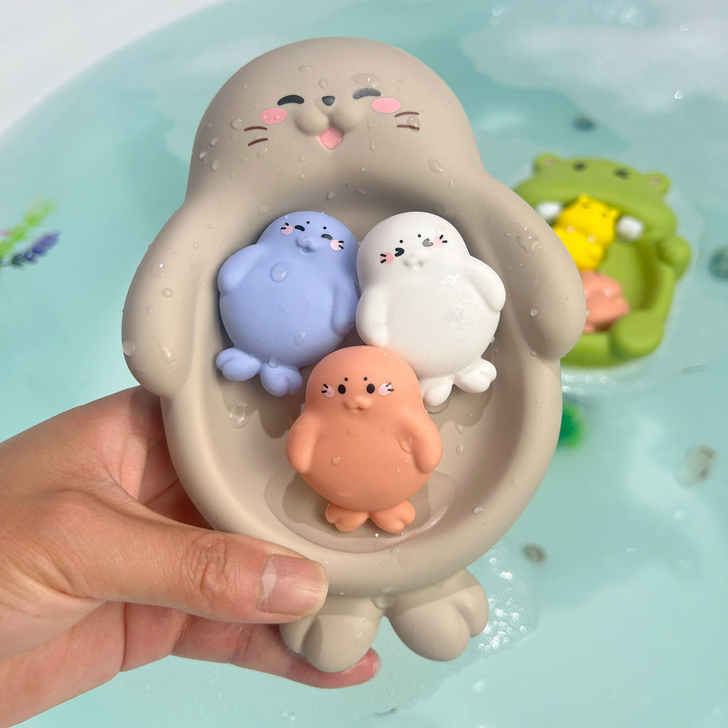 Unisex Bath Fun Toy Set with Cute Hippopotamus Figures