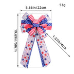 Unisex Patriotic USA Star and Stripe Ribbon Bow Set with Wired Tails and Clip Attachment