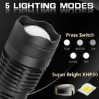 Universal XHP50.2 LED Torch 90,000 Lumens with Zoom and USB