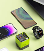 USB-C multi-port charger with built-in retractable cable