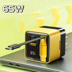 USB-C multi-port charger with built-in retractable cable