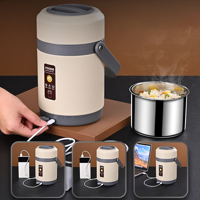 Boneroshop | USB Heated Lunch Box | 304 Stainless Steel, Portable Food Warmer