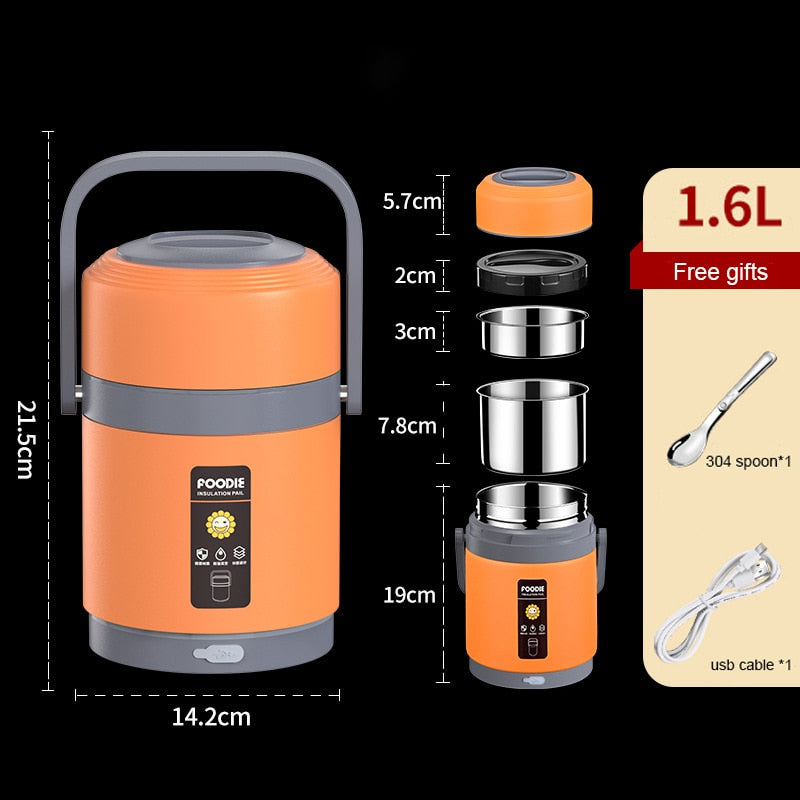 Boneroshop | USB Heated Lunch Box | 304 Stainless Steel, Portable Food Warmer