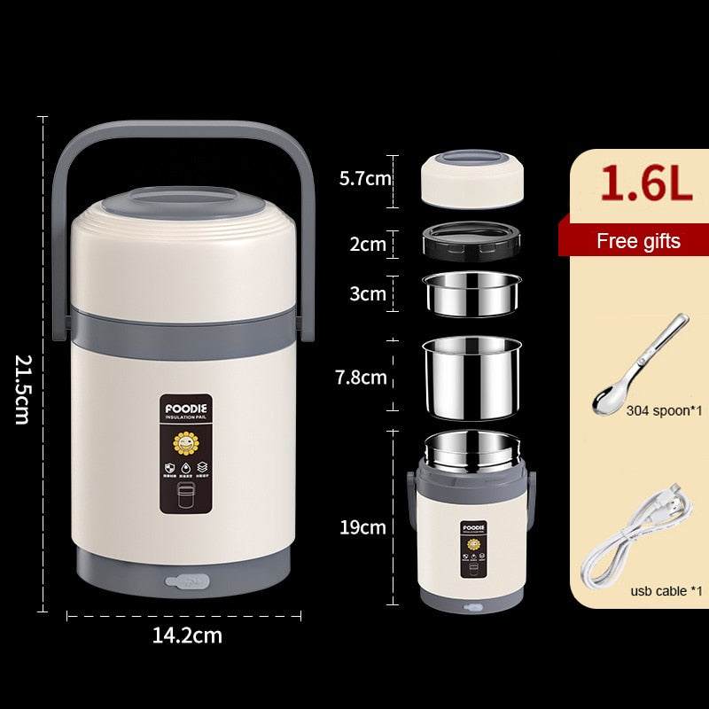 Boneroshop | USB Heated Lunch Box | 304 Stainless Steel, Portable Food Warmer