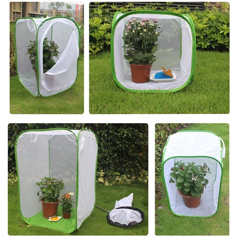 Viventra Folding Insect Habitat – Breeding & Observation Net with Stainless Steel Frame for Butterflies, Crickets & Silk