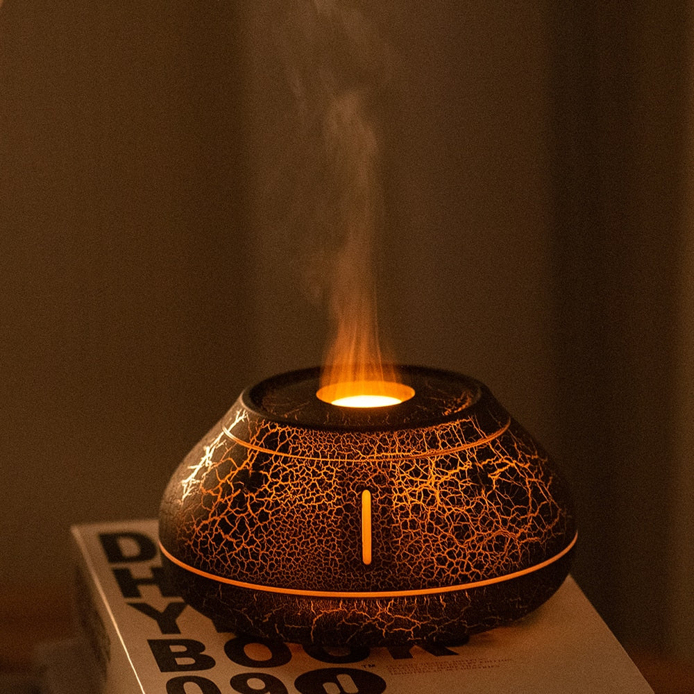 Volcano flame essential oil diffuser with LED and ultrasonic cool mist