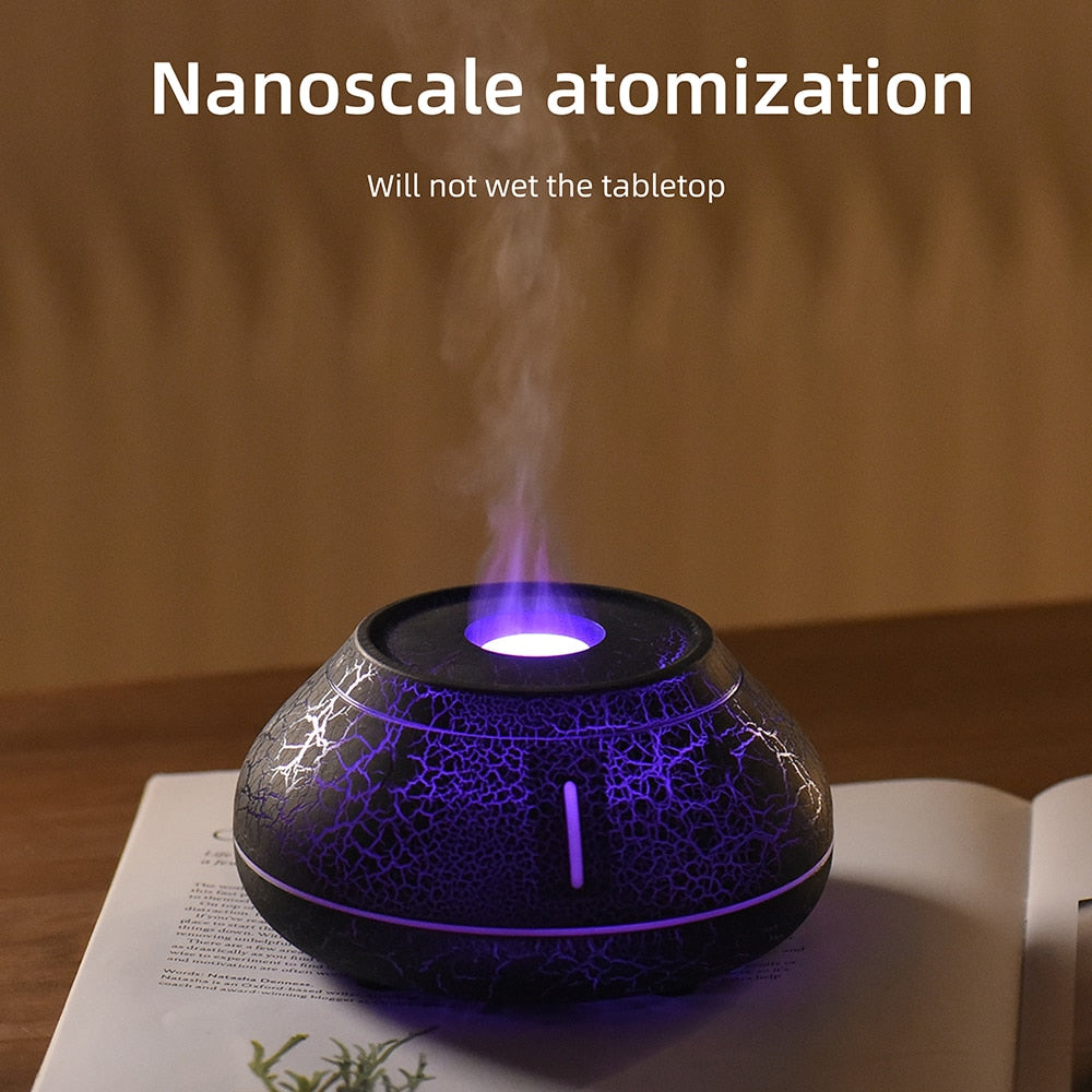Volcano flame essential oil diffuser with LED and ultrasonic cool mist
