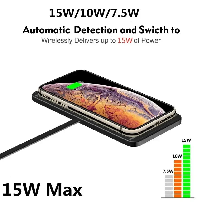 Boneroshop | Voltigo Wireless Charging Pad | 15W Fast Charger | Non-Slip & Ultra-Slim | Compatible with iPhone & Samsung