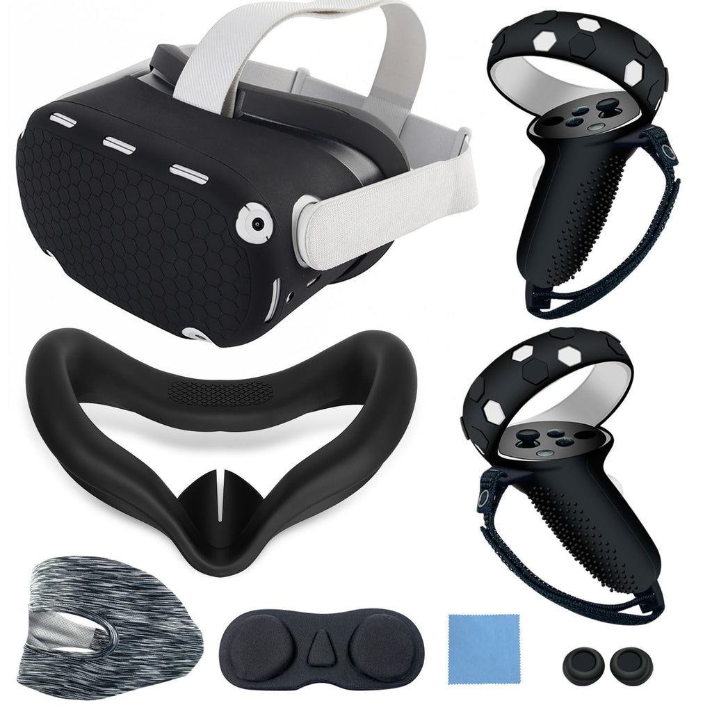 VR headset with ergonomic head strap and protective cover