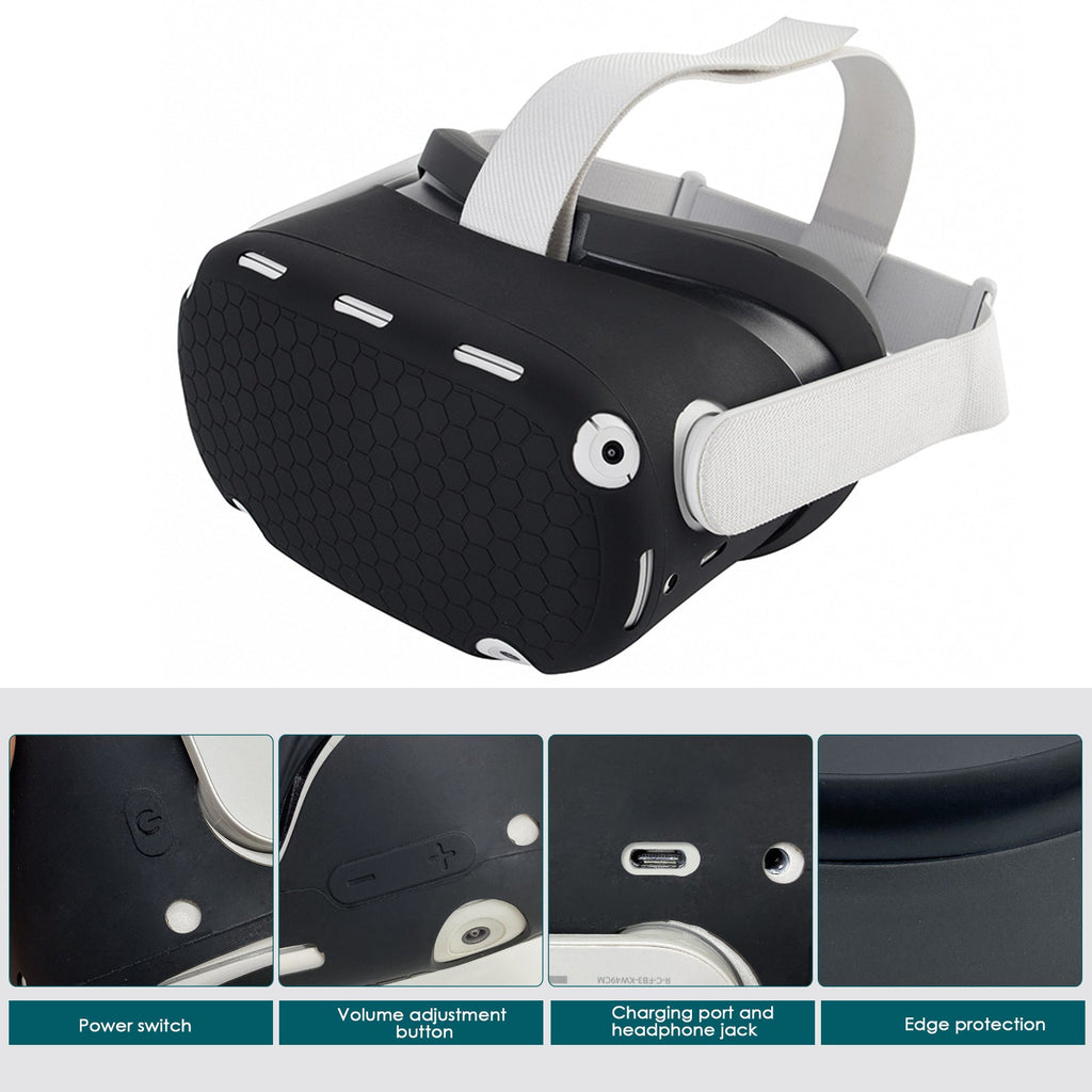 VR headset with ergonomic head strap and protective cover