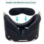 VR headset with ergonomic head strap and protective cover