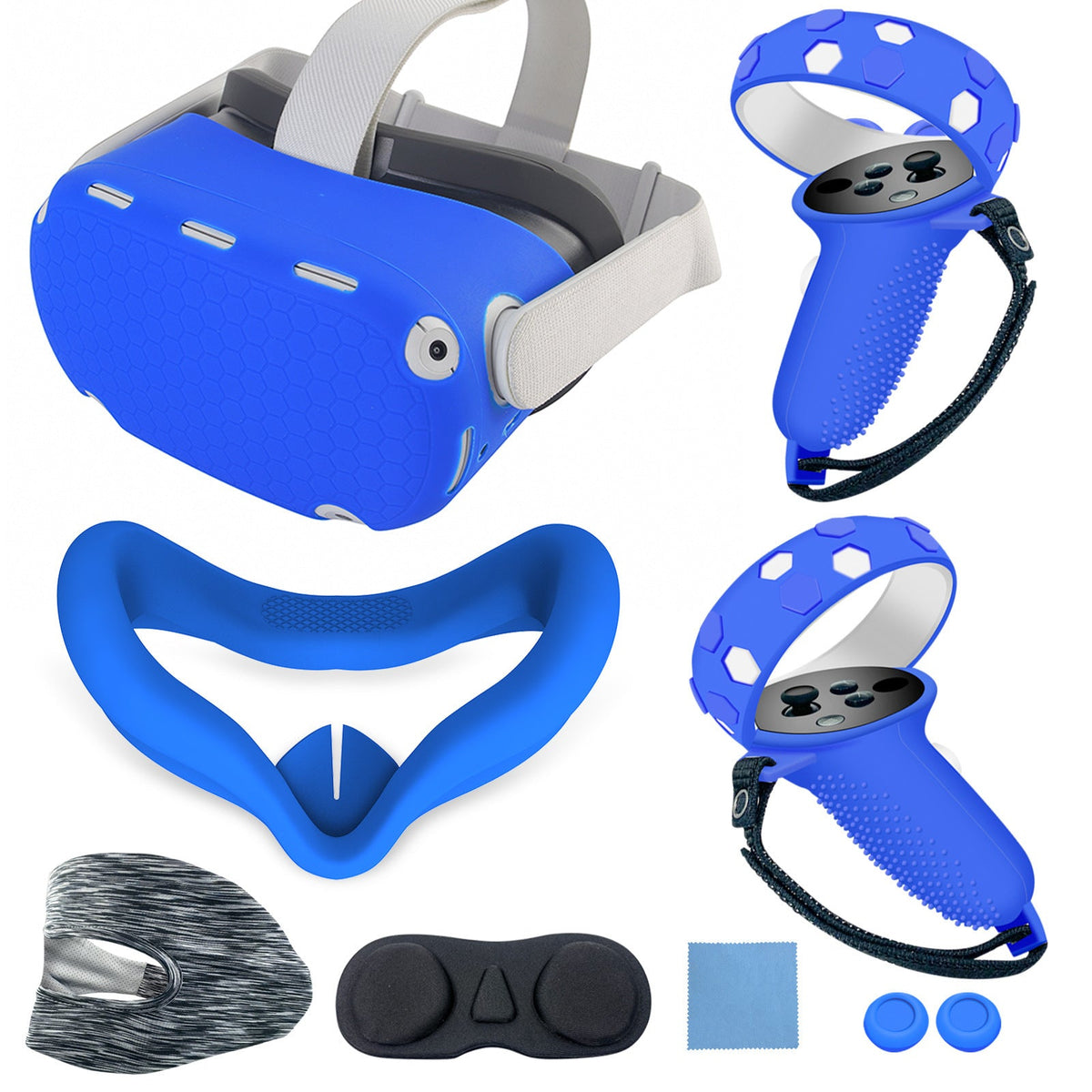 VR headset with ergonomic head strap and protective cover