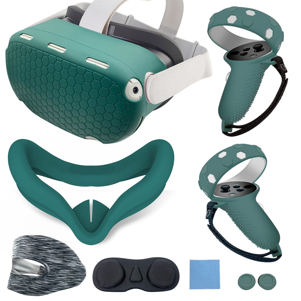 VR headset with ergonomic head strap and protective cover