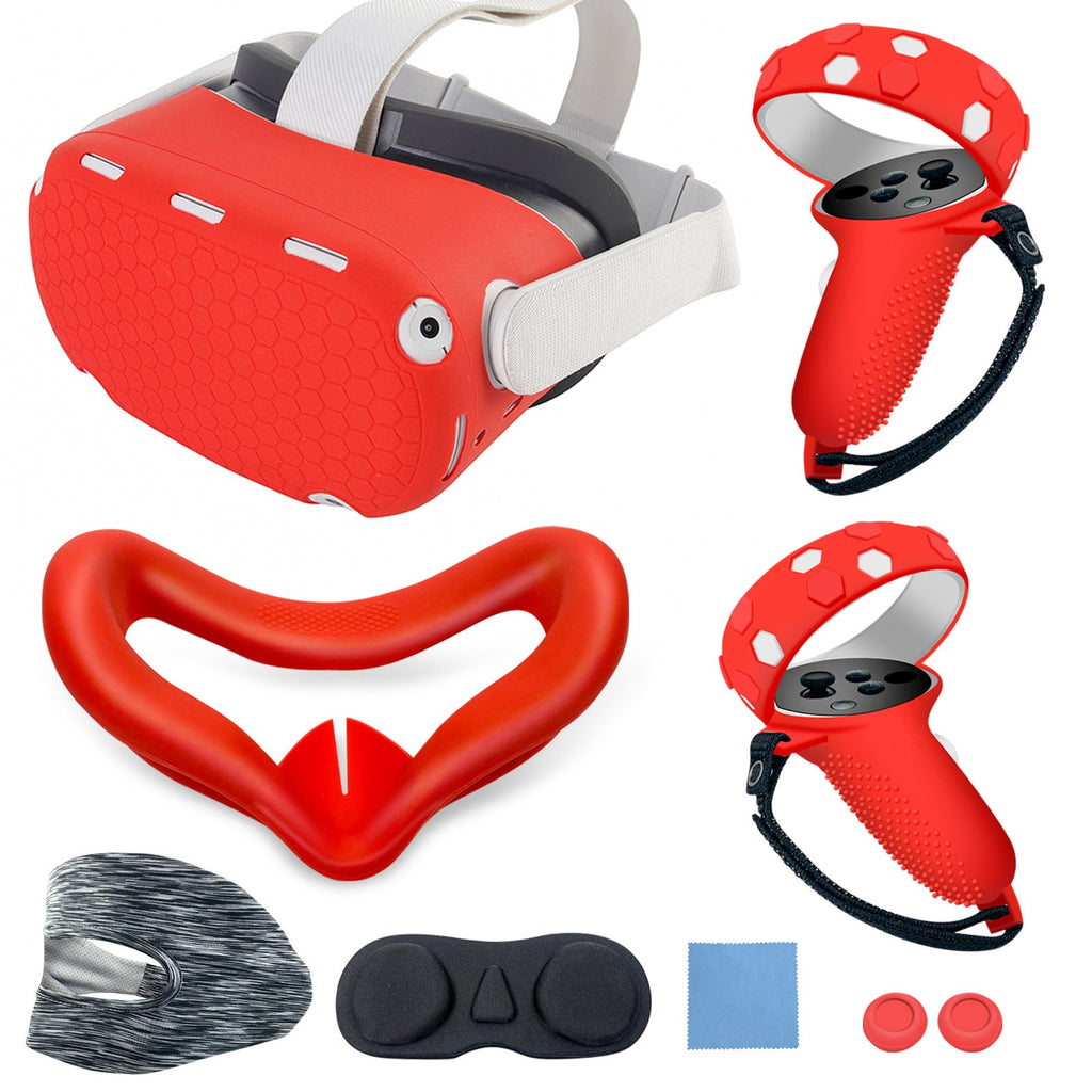 VR headset with ergonomic head strap and protective cover