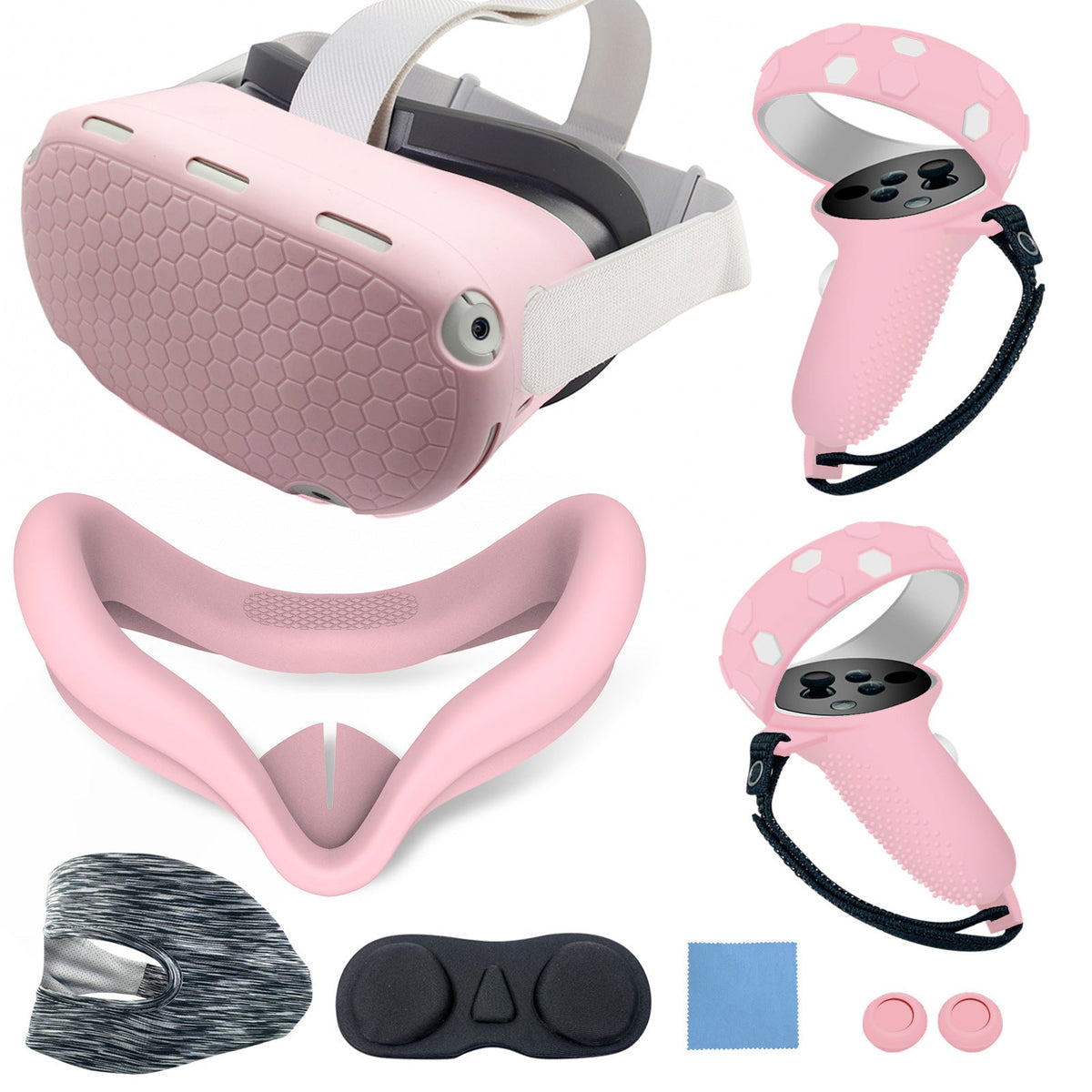 VR headset with ergonomic head strap and protective cover