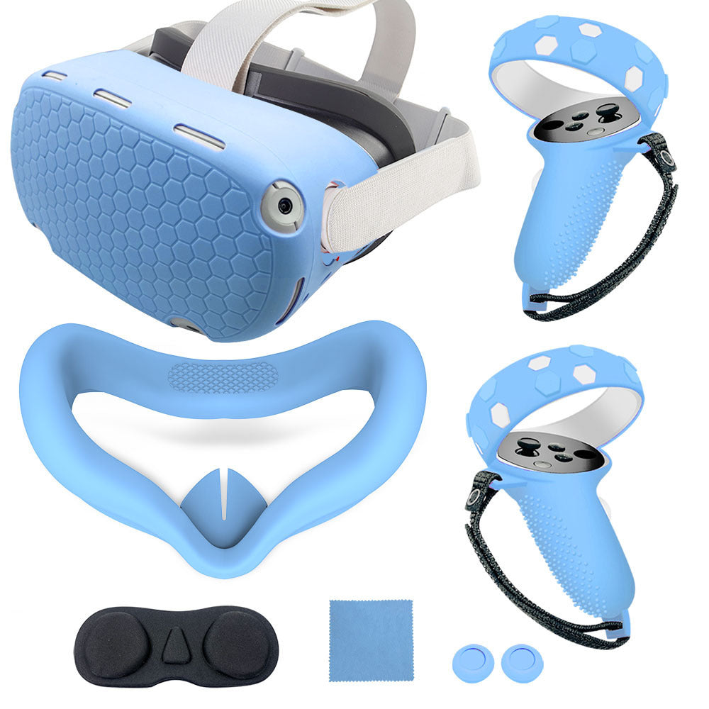 VR headset with ergonomic head strap and protective cover