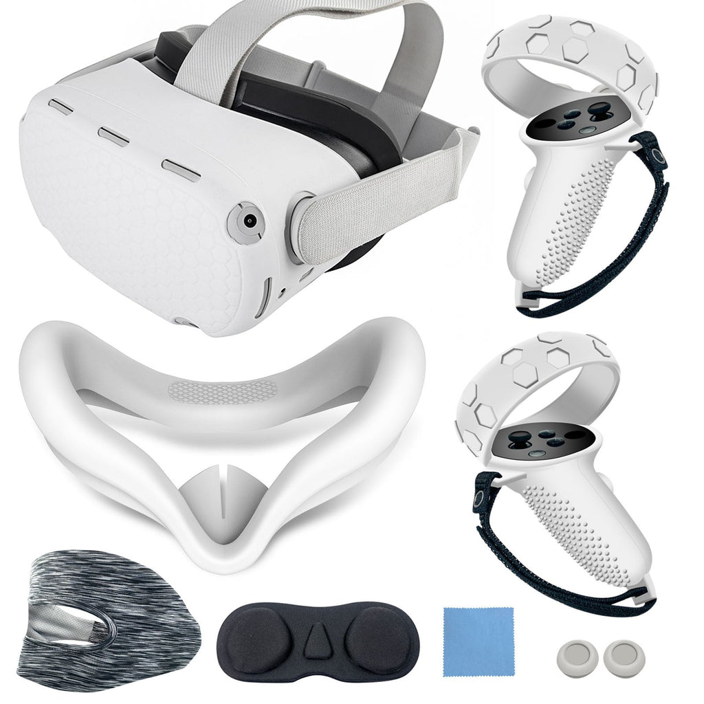 VR headset with ergonomic head strap and protective cover