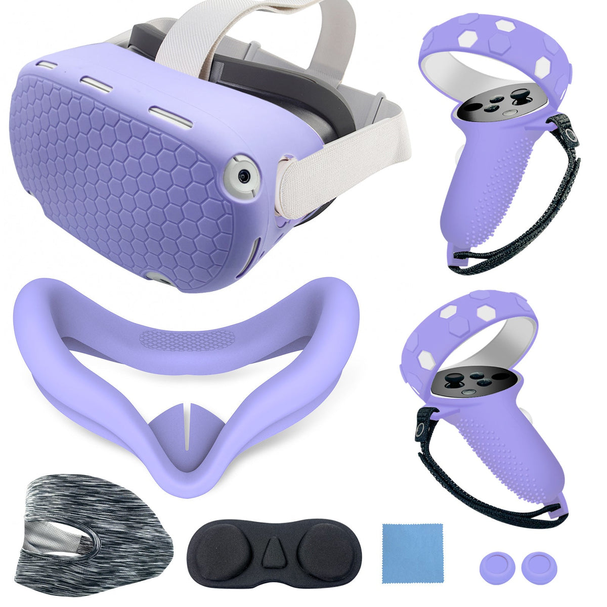 VR headset with ergonomic head strap and protective cover