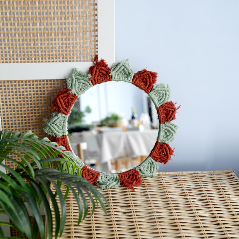 Wall Mirror with Decorative Macramé Frame
