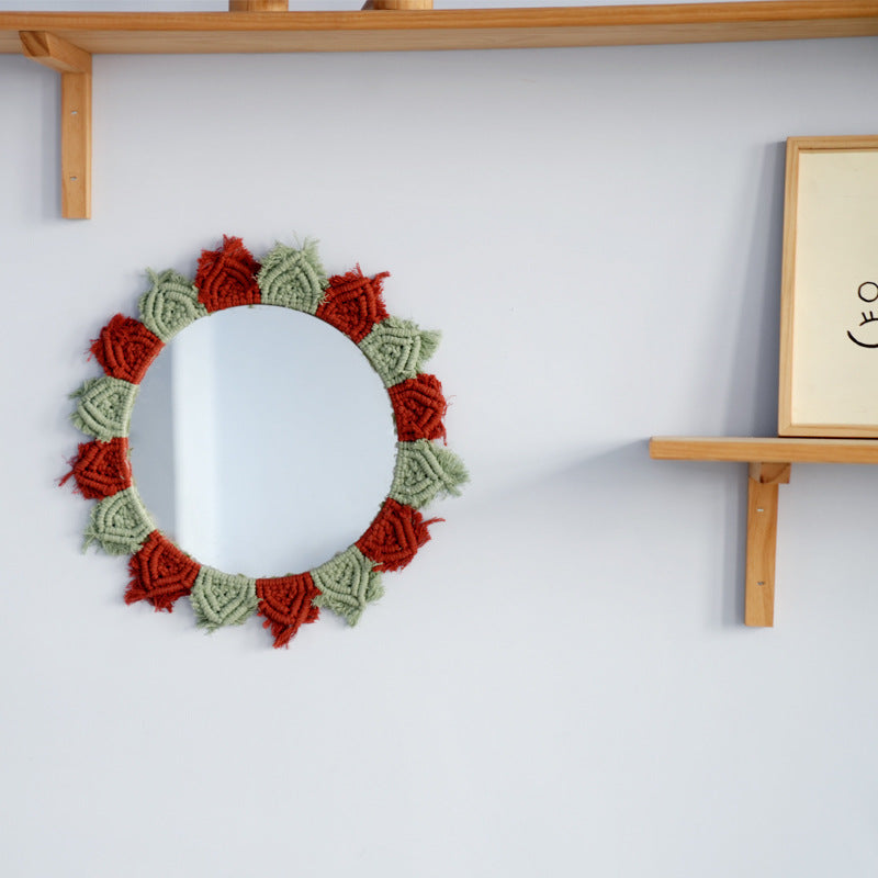 Wall Mirror with Decorative Macramé Frame