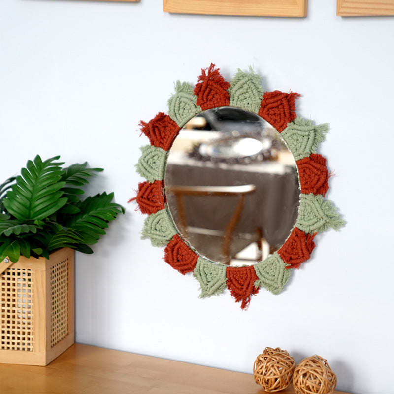 Wall Mirror with Decorative Macramé Frame