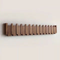 Wall mounted coat rack in walnut and beech wood with piano-style flip-down hooks, 4, 6 or 8 hooks, 32 to 55 cm, handmade
