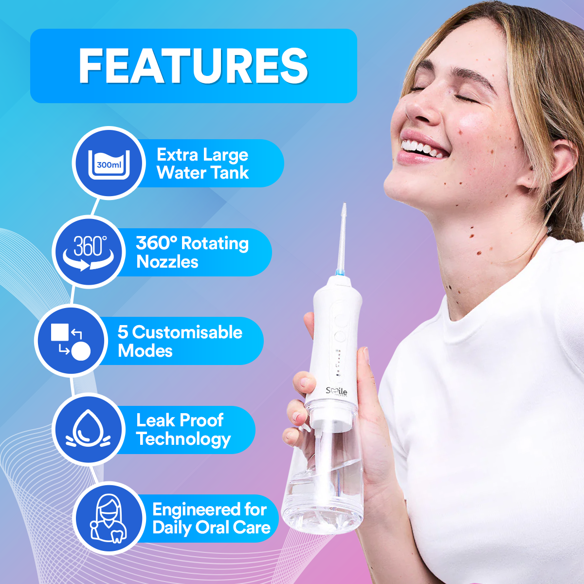 Water Flosser Pro — 1200 Pulses/Minute, 300 ml Tank, 5 Modes