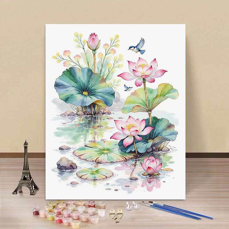 Water Lily and Kingfisher Paint by Numbers Kit