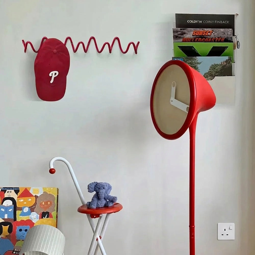 Wave wall-mounted coat rack in iron with 3 or 5 hooks and screws included, 6 colours, 33 or 56 cm
