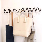 Wave wall-mounted coat rack in iron with 3 or 5 hooks and screws included, 6 colours, 33 or 56 cm
