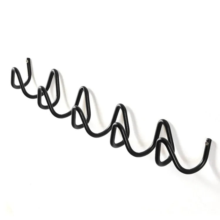 Wave wall-mounted coat rack in iron with 3 or 5 hooks and screws included, 6 colours, 33 or 56 cm