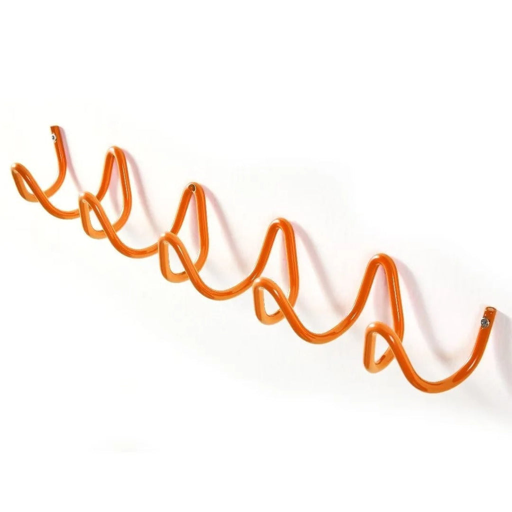 Wave wall-mounted coat rack in iron with 3 or 5 hooks and screws included, 6 colours, 33 or 56 cm