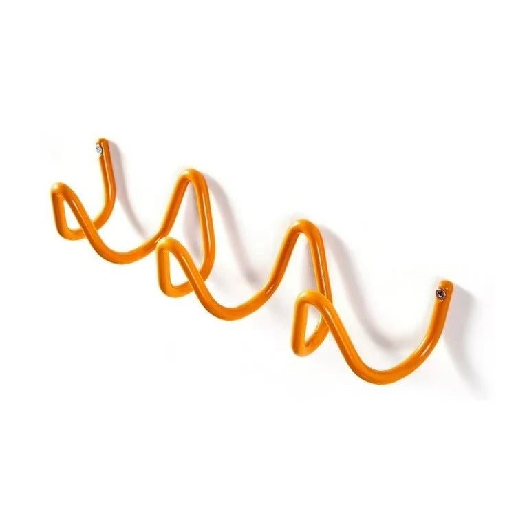 Wave wall-mounted coat rack in iron with 3 or 5 hooks and screws included, 6 colours, 33 or 56 cm