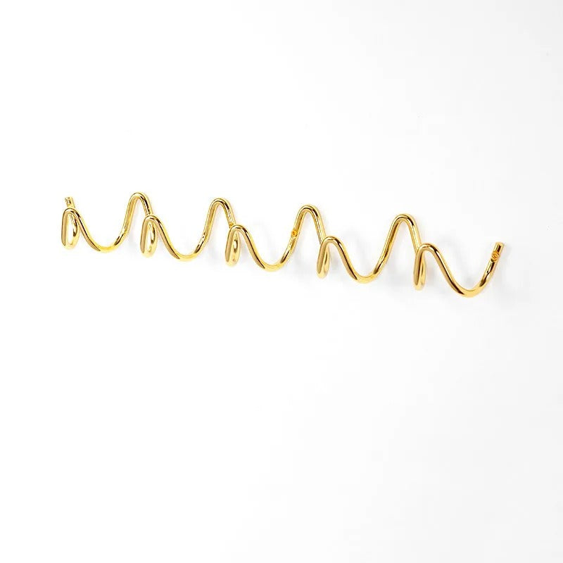 Wave wall-mounted coat rack in iron with 3 or 5 hooks and screws included, 6 colours, 33 or 56 cm