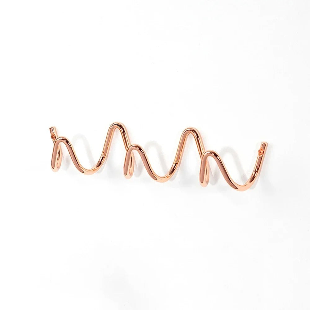 Wave wall-mounted coat rack in iron with 3 or 5 hooks and screws included, 6 colours, 33 or 56 cm