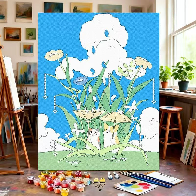 Whimsical Nature-Themed Paint by Numbers Canvas Art
