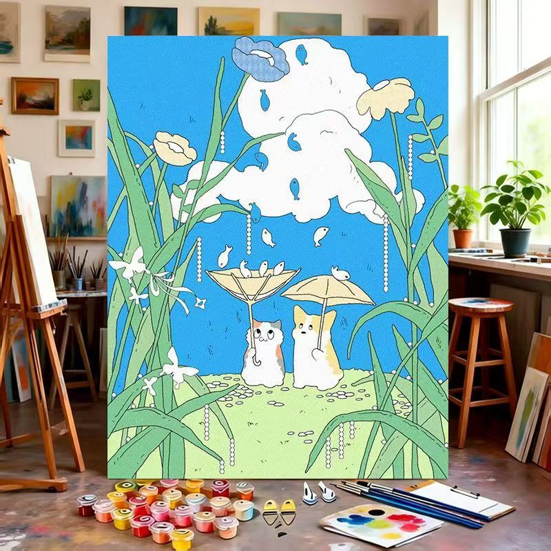 Whimsical Nature-Themed Paint by Numbers Canvas Art