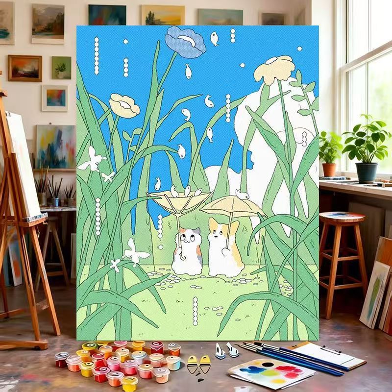 Whimsical Nature-Themed Paint by Numbers Canvas Art