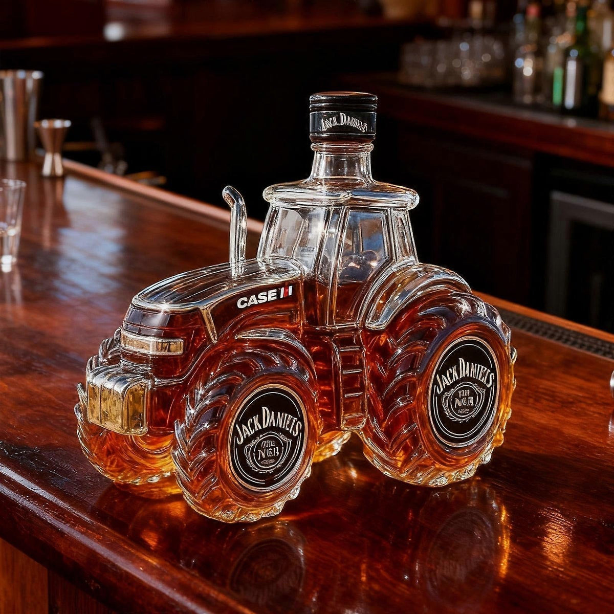 300 ml Whisky Decanter with Three-Dimensional Tractor Design – Elegant Whisky Set, Glass Bottle for Spirits