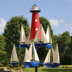 Wind Sculpture | Boat & Lighthouse Design | Solid Metal