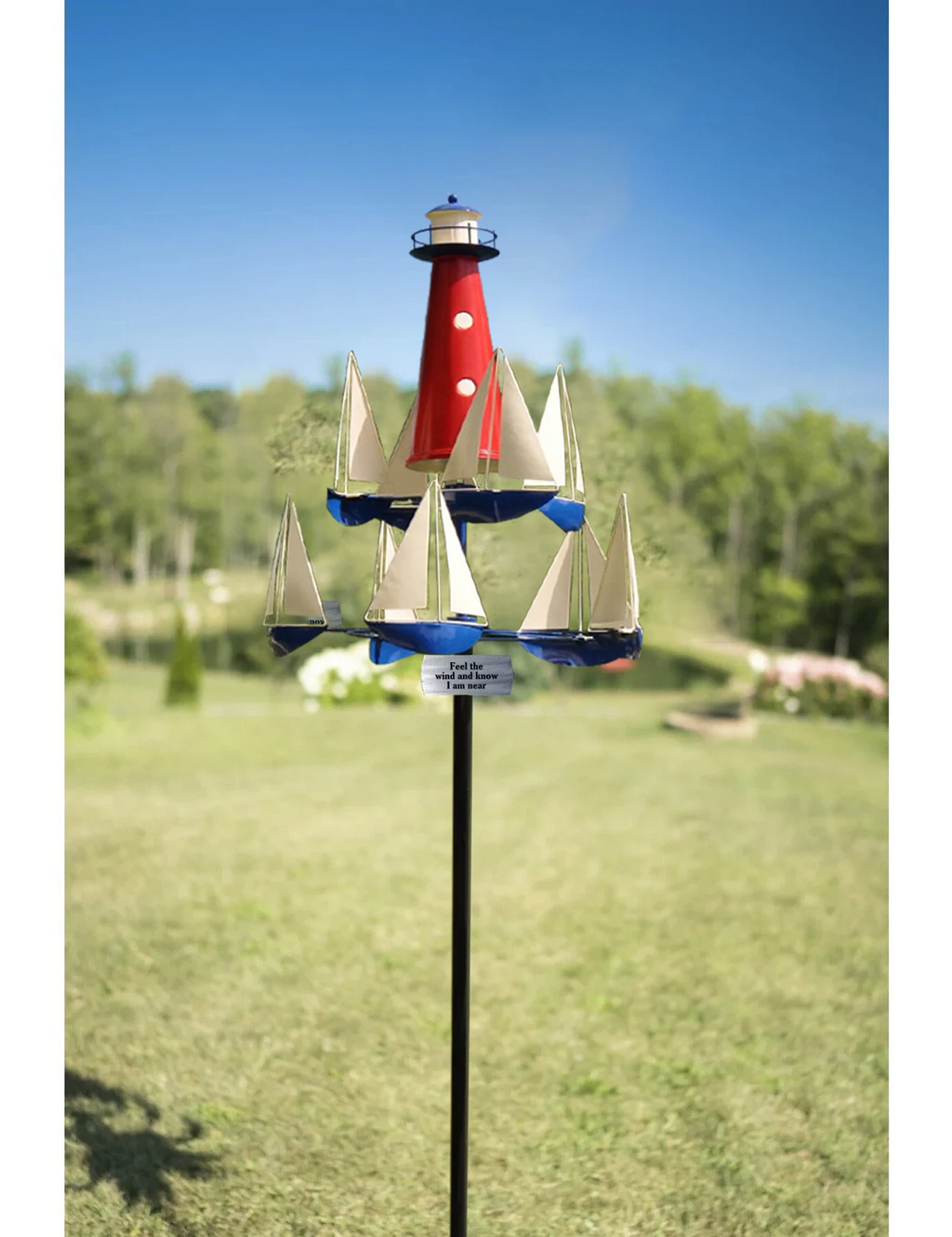 Wind Sculpture | Boat & Lighthouse Design | Solid Metal