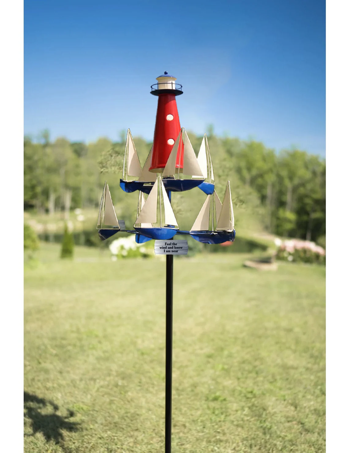 Wind Sculpture | Boat & Lighthouse Design | Solid Metal