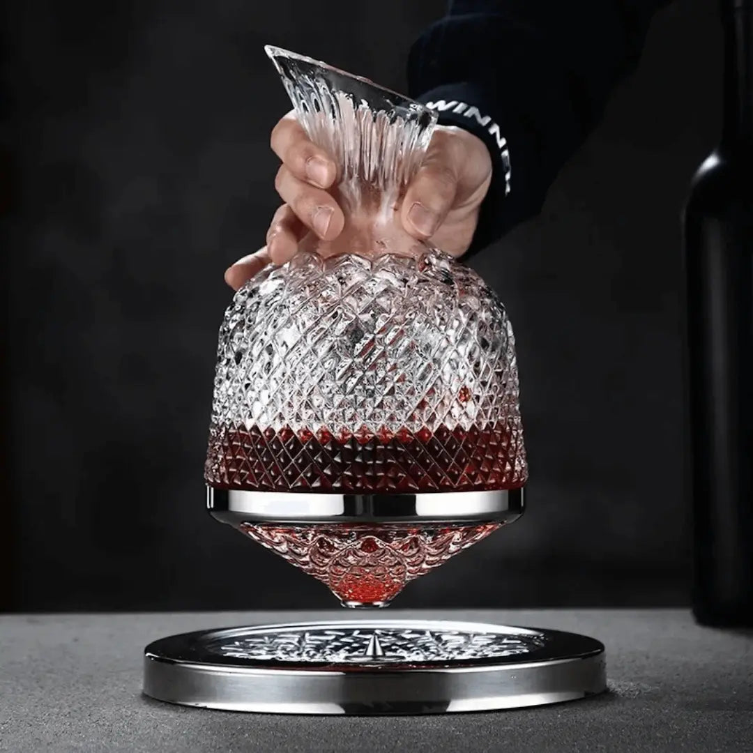 Wine Decanter | 360° Rotating Base & Crystal Glass | 1.5 Litres