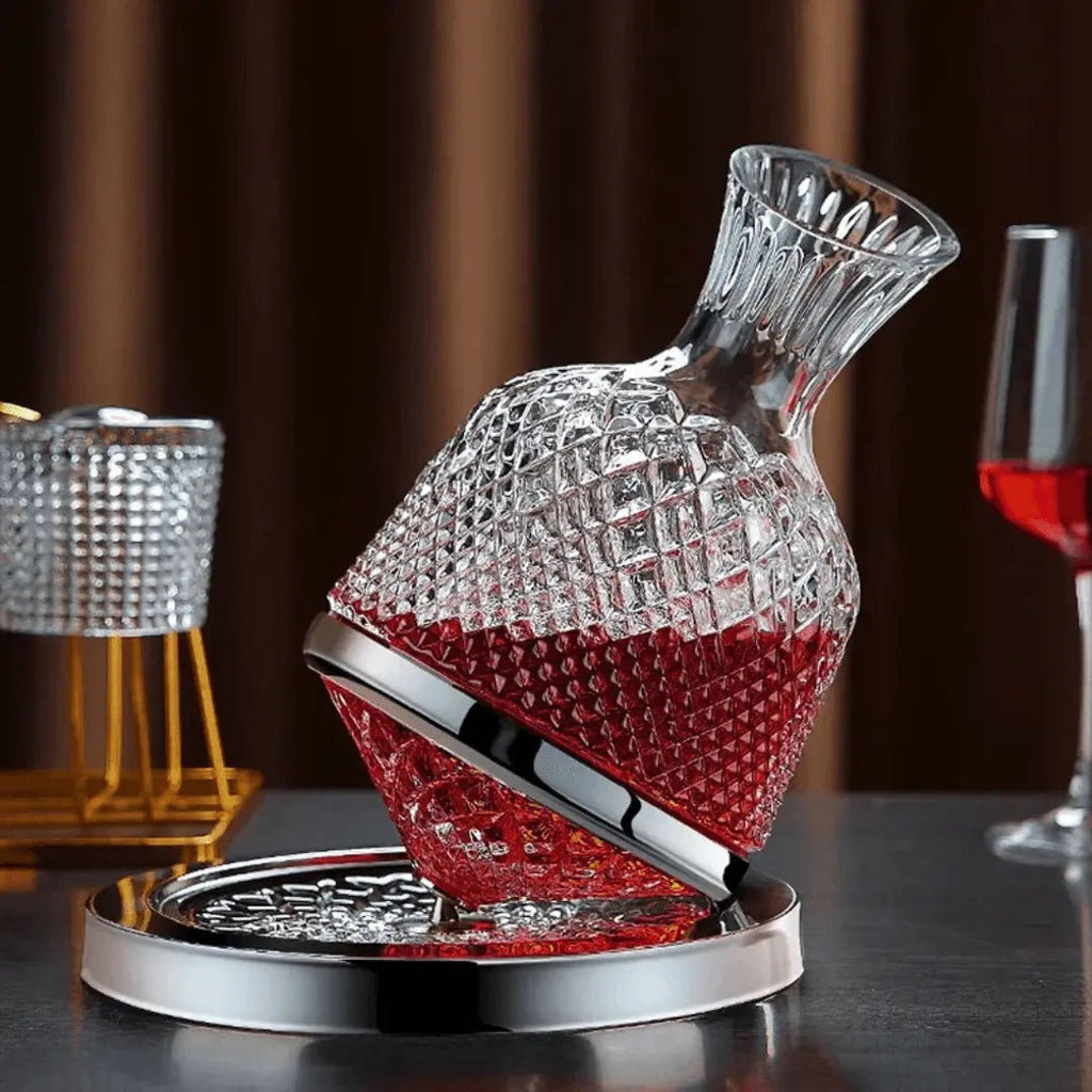 Wine Decanter | 360° Rotating Base & Crystal Glass | 1.5 Litres