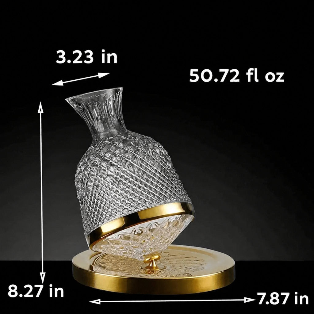Wine Decanter | 360° Rotating Base & Crystal Glass | 1.5 Litres