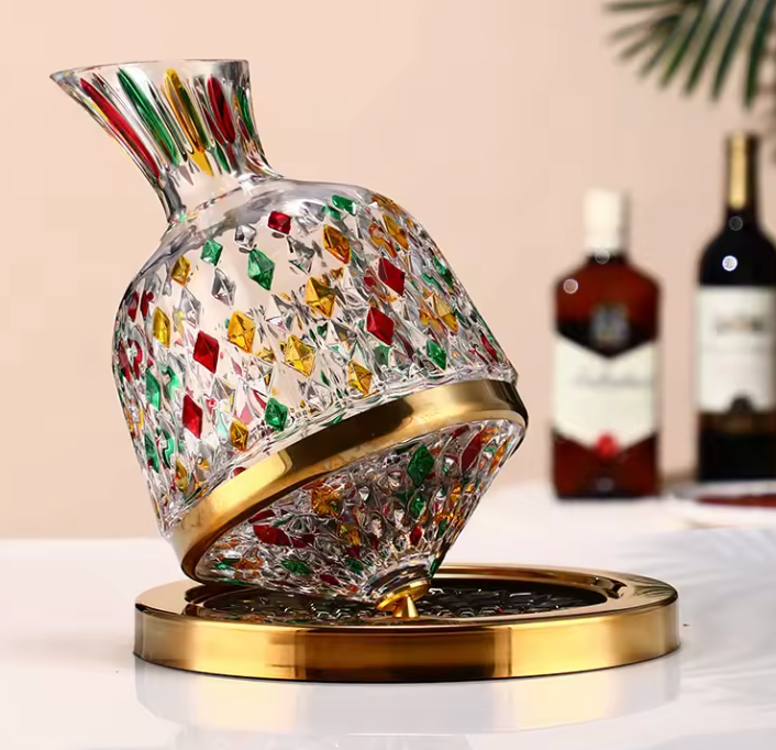Wine Decanter | 360° Rotating Base & Crystal Glass | 1.5 Litres