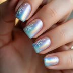 Wintry Artistic Nails with Shimmering Snowflake Design